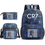 CR7 Boy Girl Kids School Book Bags Women Men Bagpack Teenagers Schoolbag 3pcs Students Laptop Travel Galaxy Backpacks Light yellow