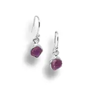 Genuine Crystal Silver Drop Earrings - Natural Gemstone in Pure 925 Sterling Silver Earring - Quartz - Topaz - Tourmaline - Tanzanite - Aquamarine - Citrine - Raw Stone Boho Jewellery by Pouch Me