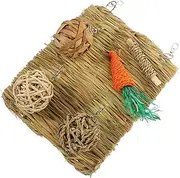 VILLFUL 1 Set Woven Grass Mat for Small Animals Safe Chew Sleeping Pad for Guinea Pigs Hamsters Rabbits Chinchillas for Pet Cages and Natural Environments
