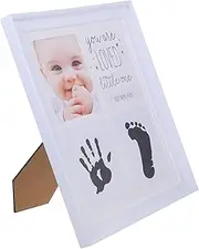 CRILSTYLEO Photo Frame Picture Frame Boy Memorial Newborn Girl Essentials Frame Hand and Foot Print for First Year Photo Holder Shower Abs White