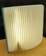Book lamp with teal cover and warm white light Rechargeable microUSB