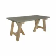 HARLAN OUTDOOR DINING TABLE RECTANGULAR SOLID AGED TEAK FRAME/GREY CONCRETE TOP