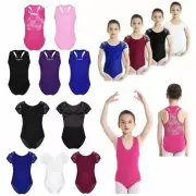 Kids Girls Ballet Gymnastics Leotard Jumpsuit Fitness Unitard Dancewear Bodysuit