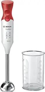 Bosch Hausgeräte MSM64110 QuattroBlade Ergonomic Hand Blender with Stainless Steel Mixing Base (450 W) Red, White