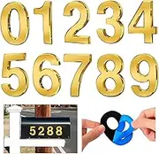 3D Self Adhesive Mailbox Numbers 0-9, Door Address Number Stickers for House Apartment, (Gold, 2.76 inch)
