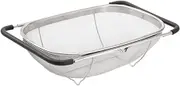 AIMALL Adjustable Stainless Steel Telescopic Sink Strainer Basket, Multi-Purpose Dense Hole Fruit and Vegetable Wash Basin, 14.17x12.99x4.33 inches Expandable Dish Drainer