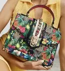 Aldo Baro Crossbody Purse with Top Handle Jeweled Cat Jaguar Panther TROPICAL
