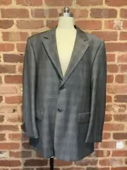 Mens 112 NR Boston Toccami 100% Wool Suit Jacket Blazer Coat Corp Grey Check