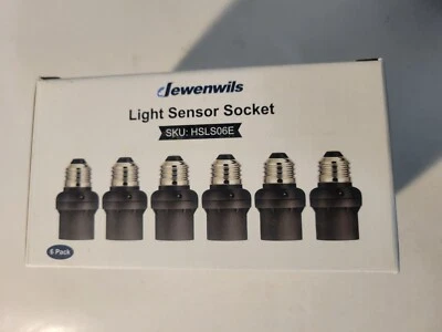 DEWENWIL 6 Pack Light Sensor Socket Dusk to Dawn Sensor Socket Light Bulb Black