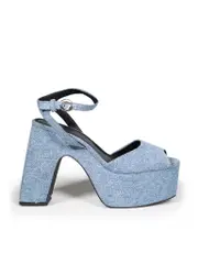 Blue Denim Bridge Platform Sandals