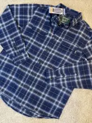 Men’s Large Woolrich L Brawny Flannel Shirt Jacket Shacket Blue Ombre Plaid