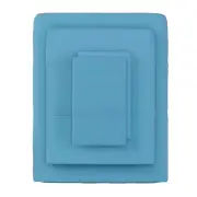 3-Piece Blue Solid 75 Thread Count Polyester Twin XL Sheet Set