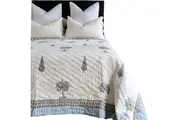 Kolka Palm & Pine Reversible Quilt 100% Cotton Blue - King Size