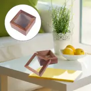 Glass Display Walnut Storage Box Office Organizer Boxes Bin with Lid Case