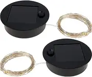 2Pcs Solar Lantern Light Replacement Top with 30 LED String Light LED Solar Panel Lantern Lid Round Solar Lights Replacement Part for Watering Can Lights Outdoor Hanging Lanterns