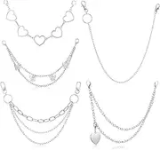 [Wanmu] 5Pcs Chain Belt, Y2k Waist Chain, Fashion Jeans Pants Chain for Women, Silver Belly Chains, Multi-Layer Hip Hop Metal Wallet Chain, Large, alloy, no gem