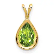 14K Yellow Gold 9x6mm Pear Peridot bezel pendant