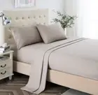 Lanest Housing Queen Sheet Set 2400 Thread Count Microfiber Taupe 4 Pieces