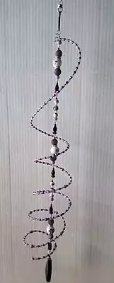 Suncatcher - Purple Waves- Twirling Bouncing Beaded Glass & Ceramic Suncatcher