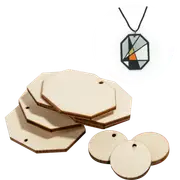 Simply DIY Plywood Jewellery Assorted Size Geometric Shaped Earring and Pendant Set (12 Pieces)