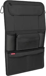 ATHLON TOOLS The most stable car seat organiser with reinforced back panel, food-safe, with integrated tablet holder, with extra pencil case, for business and children, designed in Hamburg
