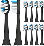 Compatible with Acteh Toothbrush Heads for Sonic Edge, JetWave, JetUV and eBrush Toothbrush Models,with Dust Cover Caps,for Acteh Toothbrush,10 Pack (Black)