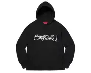 Size Large - Supreme Raised Handstyle Hooded Sweatshirt Black - 100% Authentic