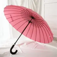 在飛比找樂天市場購物網優惠-雨傘女 24骨復古風遇水開花櫻花瓣抗風長柄傘直桿晴雨傘純色
