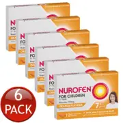 6 x Nurofen For Children 7+ Years Chewable Capsules Orange Ibuprofen 12 Pack