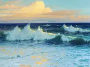 Seascape waves sea by L. Walden Tile Mural Kitchen Wall Backsplash Ceramic 10x8