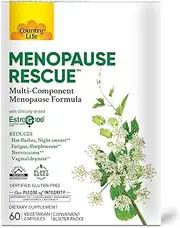 Country Life Menopause Rescue – Multi-Component Menopause Formula – Convenient Blister Packs – Plant Based - Provides Complete Care of Major Menopausal Symptoms– 60 Vegetarian Capsules