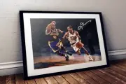 Kobe Bryant vs Allen Iverson Philadelphia 76ers NBA Autographed Poster Print
