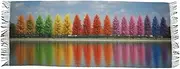 [AIXIWAWA] Women's Pashminas Scarf Rainbow Color Trees Print, Shawls Wrap Lightwight with Tassel for Evening Dress Dinner Party, Multicolor