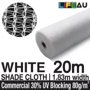 30% WHITE 1.83 x 20m Shade Cloth Shadecloth 1.83m wide Greenhouse Mesh