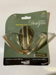 (6) NEW, Old Stock Stanley Bright Brass Finish Double Coat/Hat Hook.