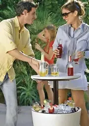 Keter Modern Cool Bar Outdoor Patio Furniture and Hot Tub Side Table Cooler