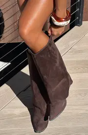 I'm That Girl Knee High Boots Chocolate Faux Suede