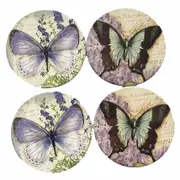 Kitchen Cork Backed Coasters Butterfly Ceramic Set 4