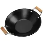 Frying Pan Spanish Paella Pan Saucepan Lid Wooden Handles Pan