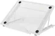 OKUMEYR 1Pc Adjustable Metal Folding Laptop Rack Portable Computer Stand for Home Office School Use Enhanced Heat Dissipation Strong Load Bearing Capacity White