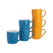 Argon Tableware Tea Coffee Ceramic Contemporary Coloured Mugs - 340ml - Blue & Yellow - Set Of 6