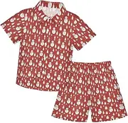 [Caihoyu] Big Boy Short Sleeve Button Down Shirt & Shorts Set Toddler Little Boys Outfit Summer Outfit