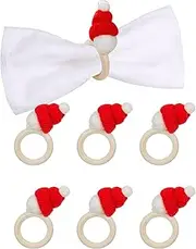 Christmas Napkin Rings Set | 6X Small Tissue Ring Christmas Hat Design | Christmas Table Decor Napkins Holders for Family Table Decorations, Weddings, Luncheons