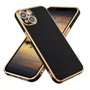 Compatible with iPhone 14 Case, Slim Luxury Electroplated Bumper Black/Gold