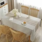 Tablecloths, Linen Textured Waterproof Table Cloth, Wrinkle Free Decorative Fabric Table Cover for Dining, Buffet Parties, Picnic, Events, Wedding, Rectangle, 55 × 86 inch, Light Coffee