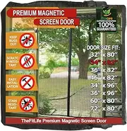 TheFitLife Magnetic Fly Screen for Door - Heavy Duty Mesh Curtain with Full Frame Hook and Loop and Powerful Magnets That Snap Shut Automatically｡ｭ (36"x83" Fits Door Size up to 34"x82" Max)