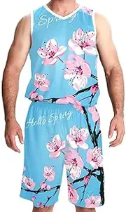 [KQNZT] Basketball Jerseys Shorts Sport Set, Custom Basketball Jersey, Men's Basketball Jersey, Hello Spring Spring Pink Flowers