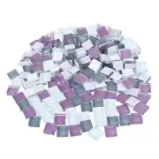 380g Crystal Glass Mosaic Tiles 1 cm Square Mosaic Tiles Purple Gray White