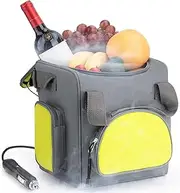 GiTenvy 15 Quarts Car Cooler 12V Refrigerator Plug In, 14L Portable Electric Cooler for Travel, Mini Car Refrigerator 12V Portable Fridge Soft Sided