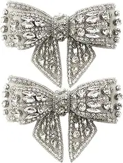 [CurcKua] Sequin PatchesBow Patch 2Pcs Crystal Rhinestone Bow Patches DIY Decorative Bow Appliques 4.3x3.1in Bow Decor for Shoes Socks Hats Clothes Hairstyling Bow Decor Sequin Appliques